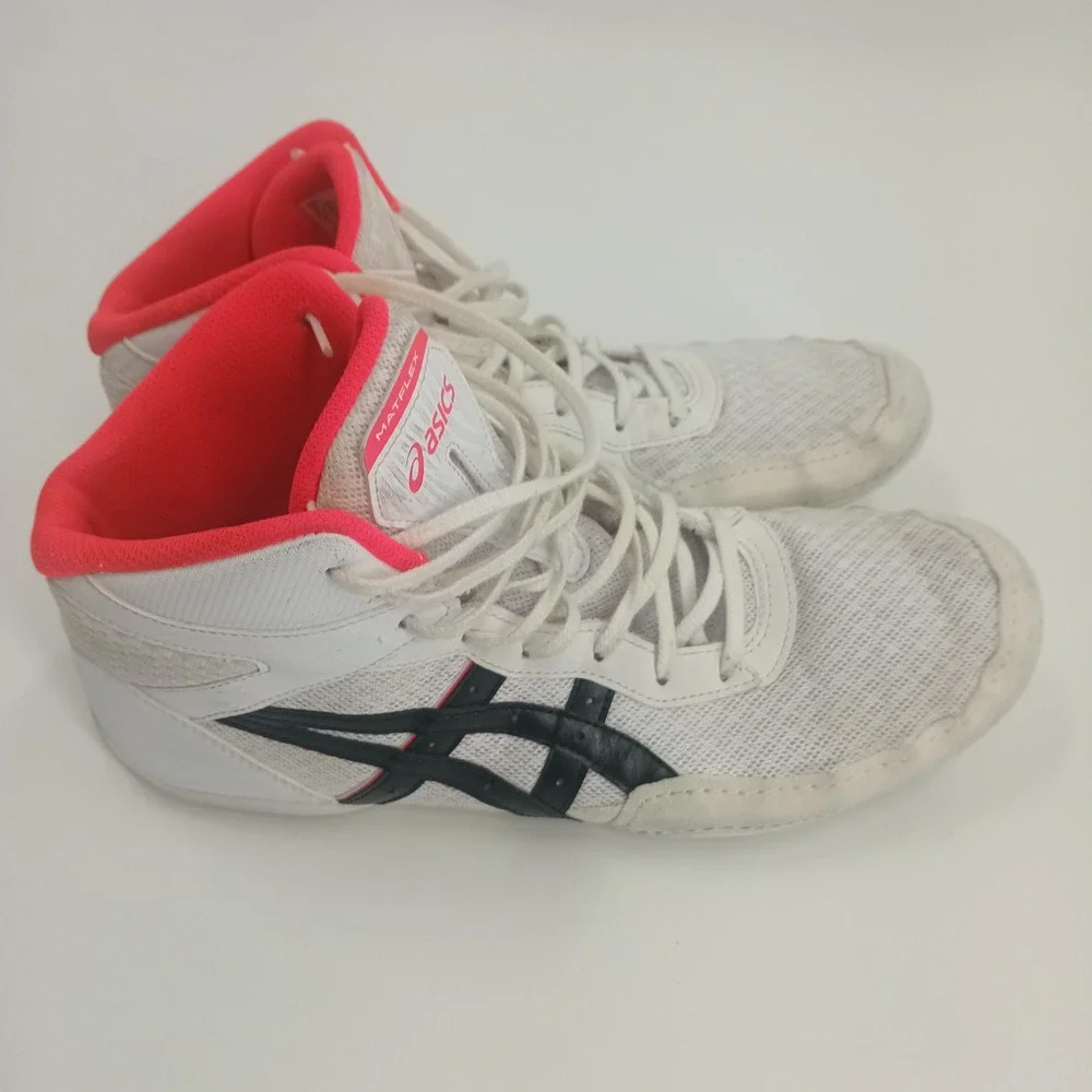 Asics Matflex 7 Wrestling Shoes White Black Diva Pink 1081A051 Mens 10